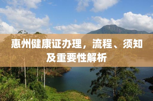 惠州健康证办理，流程、须知及重要性解析