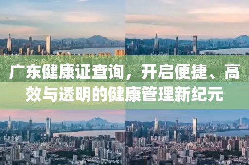 广东健康证查询，开启便捷、高效与透明的健康管理新纪元