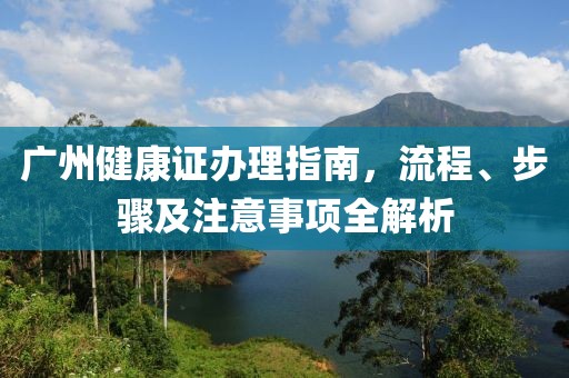 广州健康证办理指南，流程、步骤及注意事项全解析