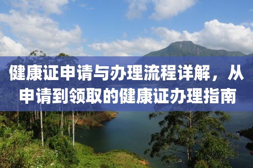 健康证申请与办理流程详解，从申请到领取的健康证办理指南